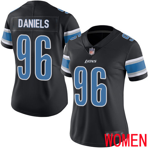 Detroit Lions Limited Black Women Mike Daniels Jersey NFL Football #96 Rush Vapor Untouchable->women nfl jersey->Women Jersey